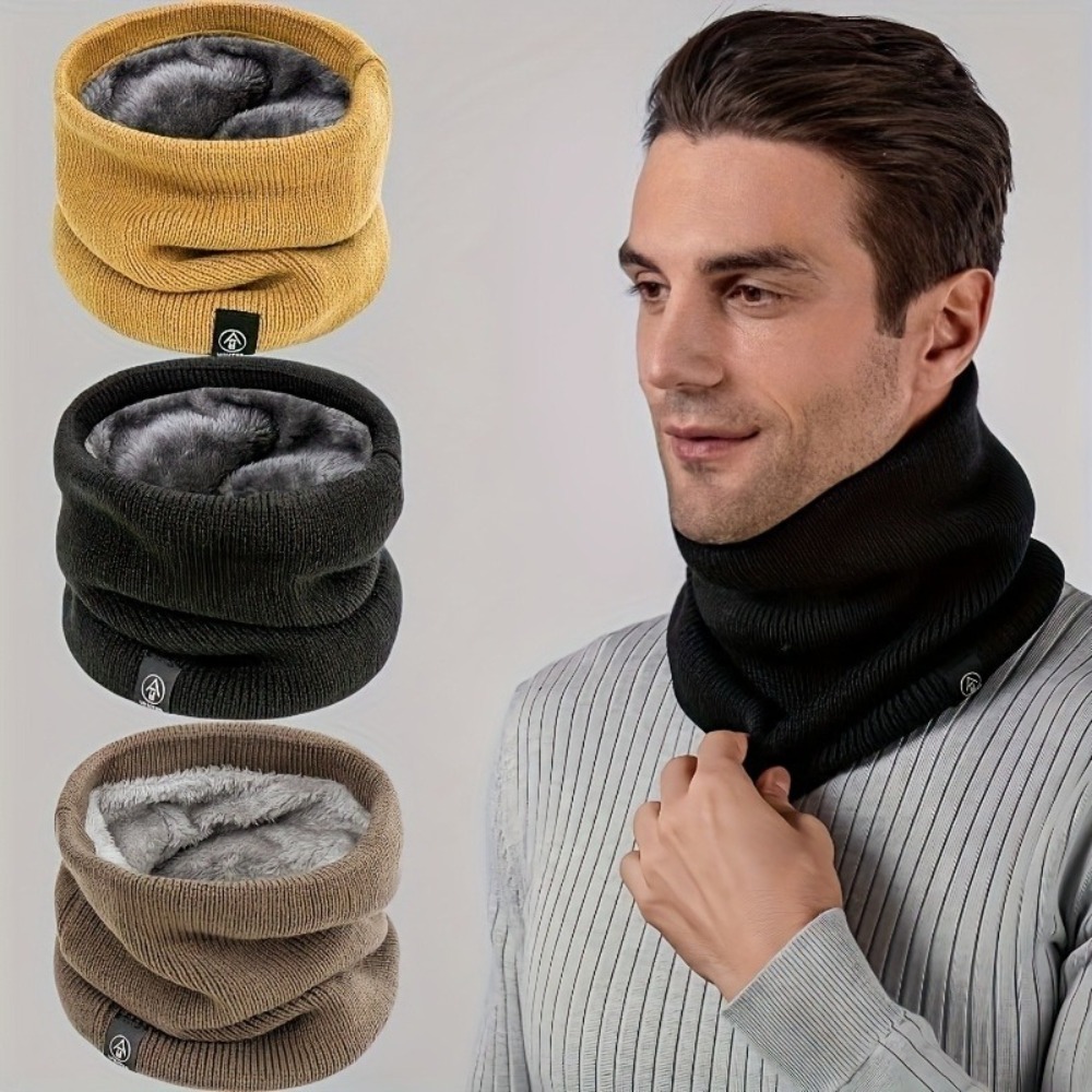 Neck Gaiter Fleece - 冬用ネックウォーマー メンズ ニットスカーフ フリース裏地付き 保温ネックゲイター 柔らかく厚い円形ループスカーフ