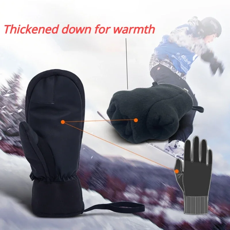 Touch Screen Gloves - 冬用スキーグローブ 防水タッチスクリーン 保温性 厚手スノーグローブ 男女兼用 スノーモービル用