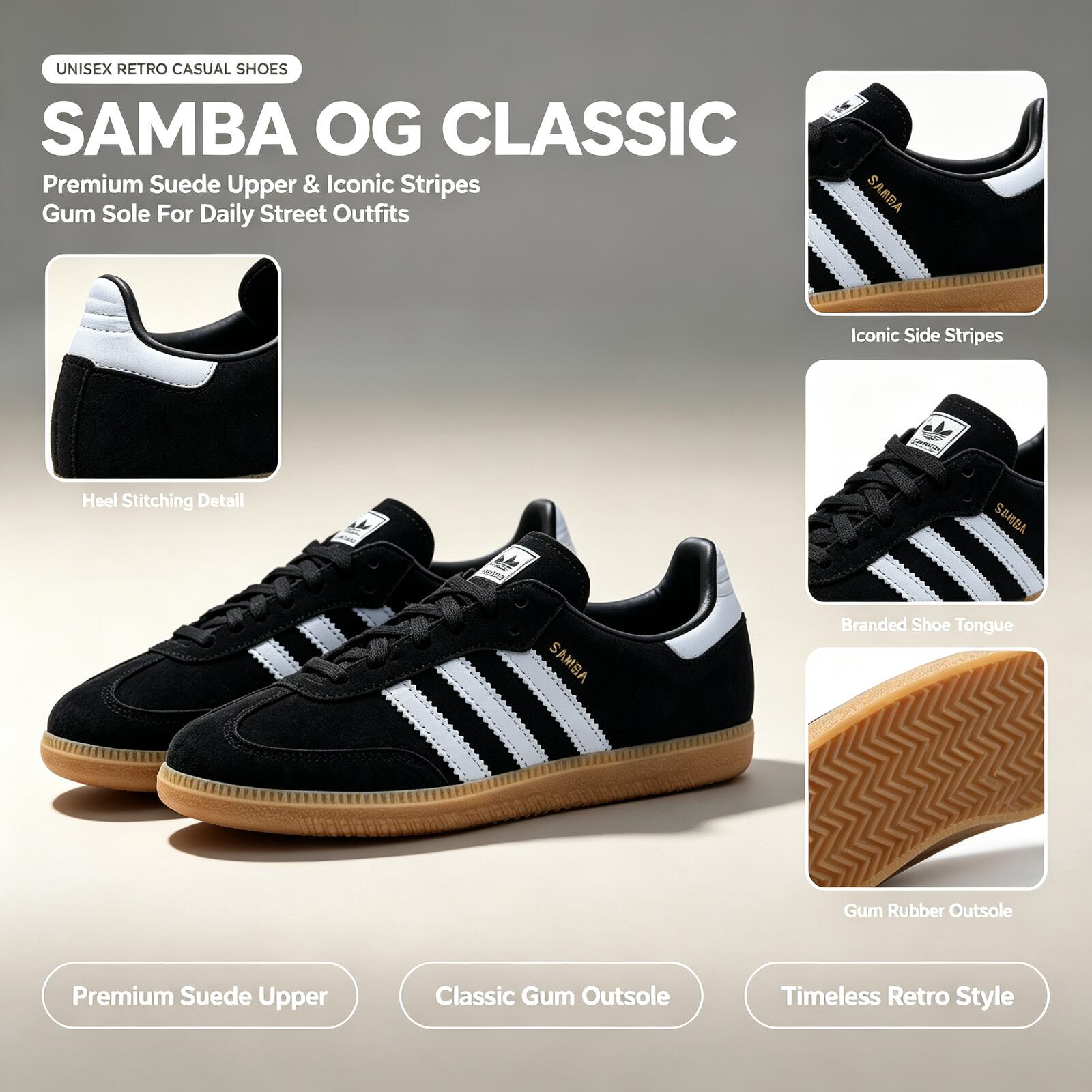 Adidas Shoes Samba - アディダス公式正規品 SAMBA OG IH6850 クッション性のあるロートップ ドイツ製トレーナー