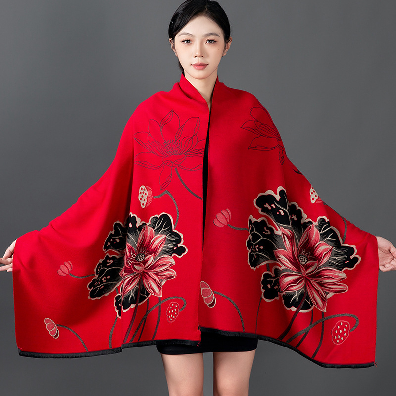 女性の冬のショールカシミヤスカーフ花柄ショールラップパシュミ - Cashmere Pashmina Wrap のレビューと価格