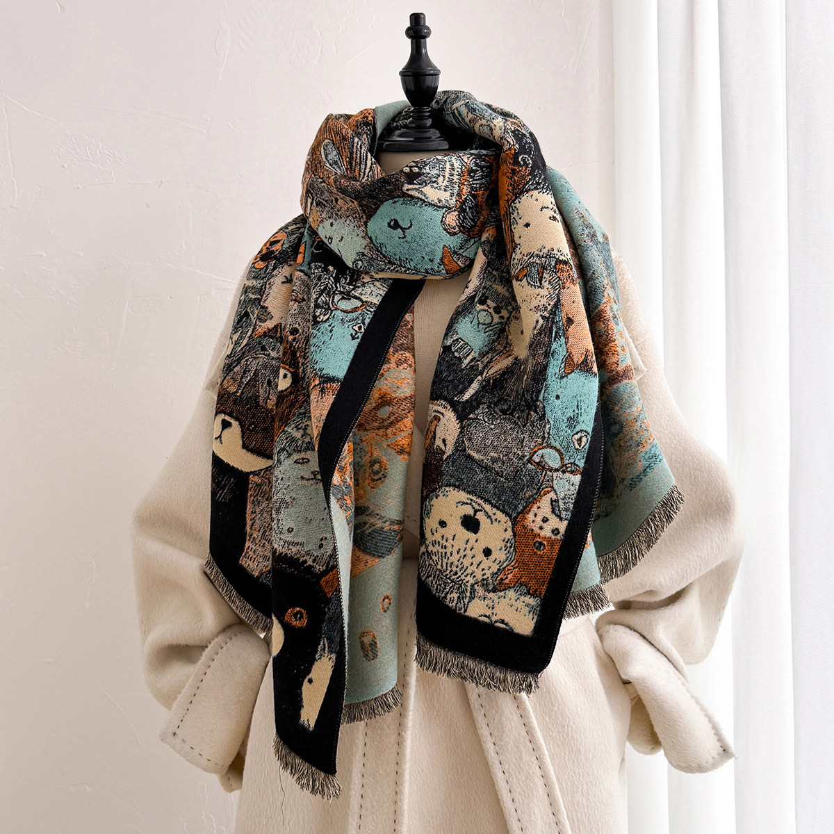 女性用イミテーションカシミヤスカーフ 厚手で暖かいショール  - Cashmere Pashmina Wrap のレビューと価格