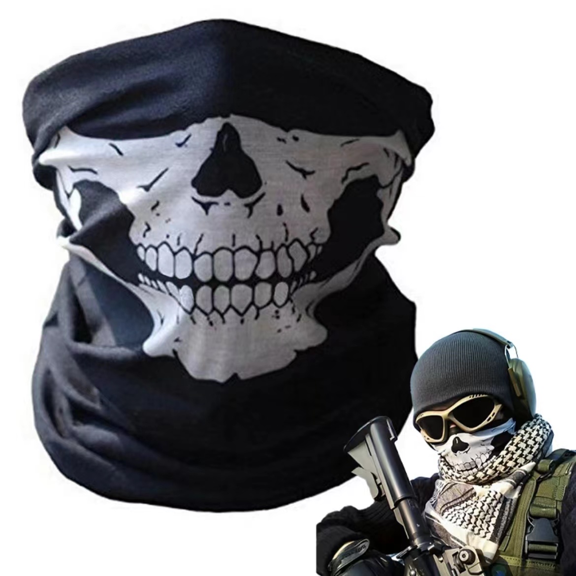 ハロウィン バラクラバ フェイスマスク スカルプリント 防風 - Balaclava Ski Mask のレビューと価格